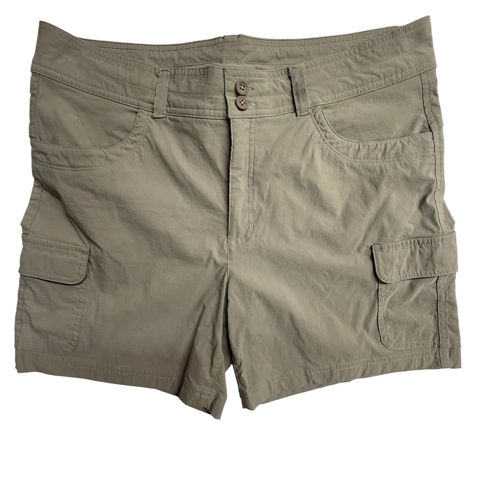 Eddie Bauer Travex Womens Cargo Shorts Tan Khaki Hiking Travel Size 14